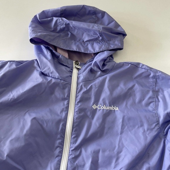 Columbia‎ Windbreaker Jacket Girls Youth Large Hooded Full Zipper Light Purple - Picture 3 of 10